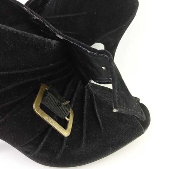 (3/$22) Charles Albert black open toe faux cowsuede heel shoe boot with buckled - Picture 16 of 17